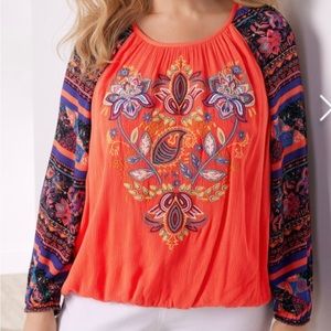 Soft Surroundings Blame Rio Coral Top Elastic Waistband Size 1X NWT!